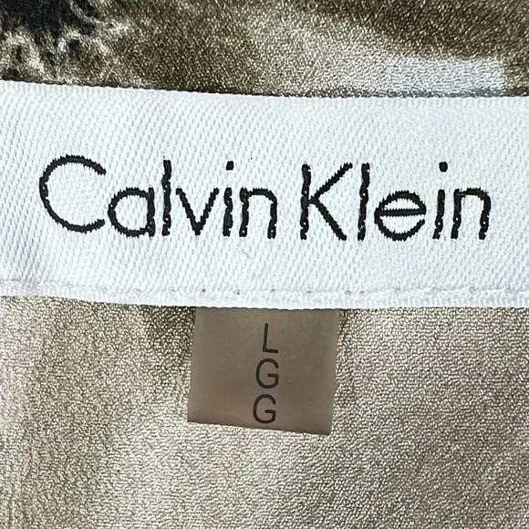 Calvin Klein Women L Black Pink Floral Button-Up Blouse Long Roll Tab Sleeve Top - Picture 13 of 16